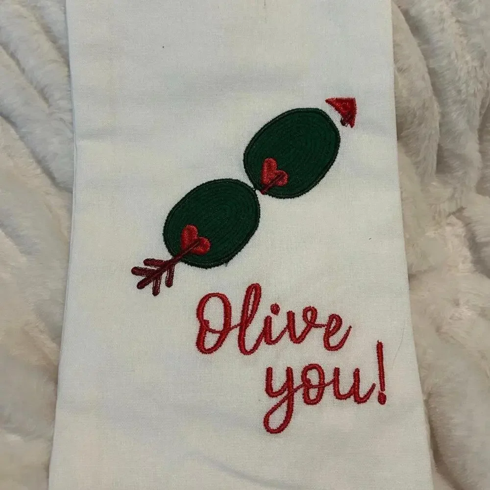 Valentine Olive You Dish Towel from World Market BNWT